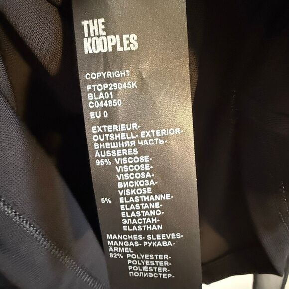NWT The kooples off shoulders black top with mesh long sleeves Size French 0 (US - Picture 10 of 12